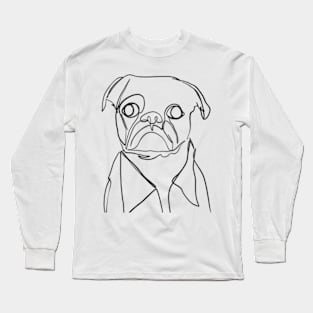 Pug dog one line art Long Sleeve T-Shirt